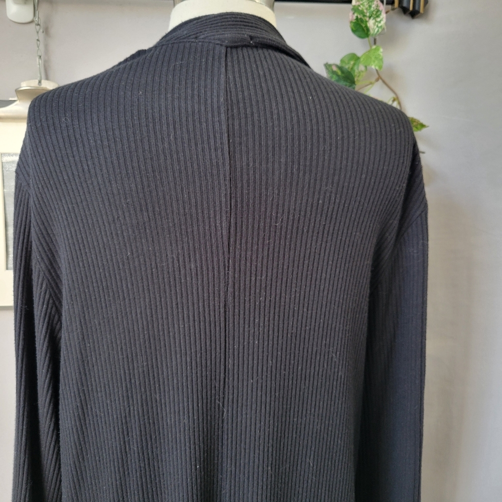 Whimsy + Row Frances Ribbed Modal Robe Duster Cardigan‎ Black M - Picture 6 of 16